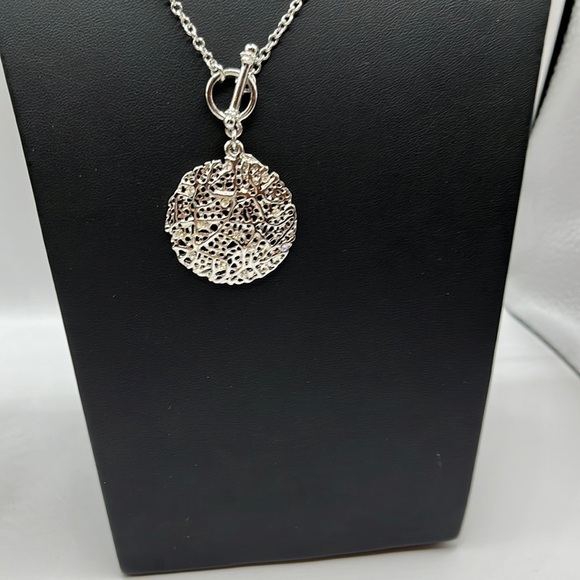 Cookie Lee Necklace Silver-tone toggle closure Crystals round Sphere Long 32” - Picture 6 of 13